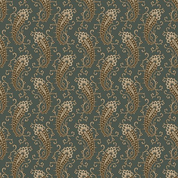 Dressmaker Paisley quilting fabric in teal by Dawn Heese for Marcus Fabrics, paisley print on teal cotton, sold by the yard
