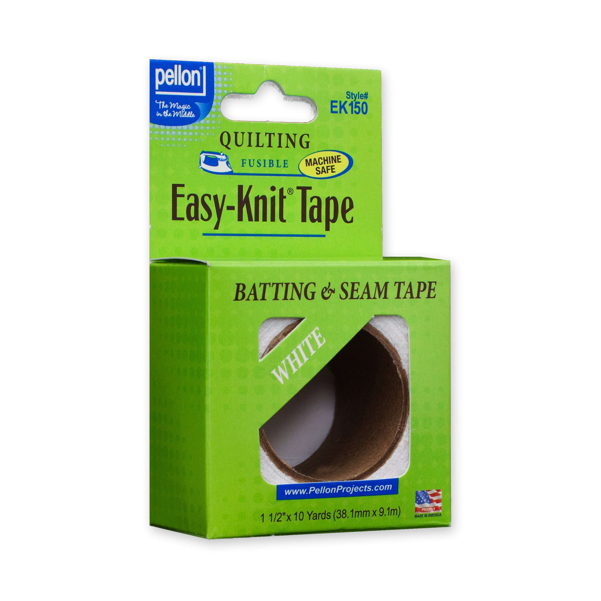 Pellon® Easy-Knit® Fusible Tape 1.5" x 10 yds Tape Package. Color: White.