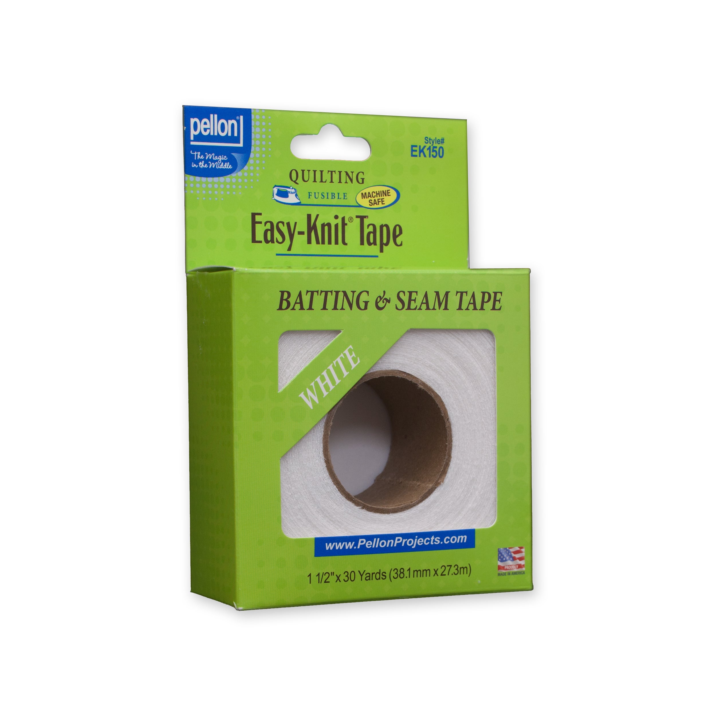 Pellon® Easy-Knit® Fusible Tape 1.5" x 30 yds Tape Package. Color: White.
