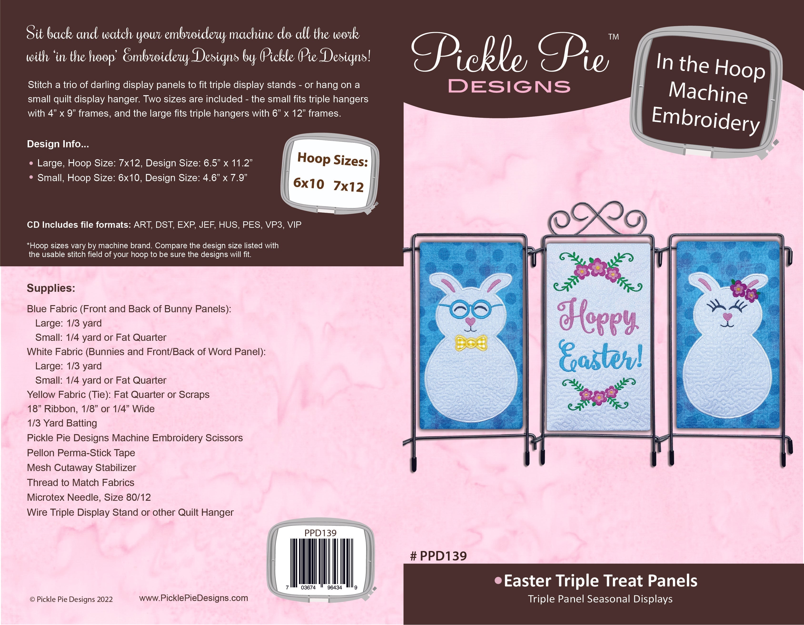 Easter Triple Panels In the Hoop Machine Embroidery Design Set