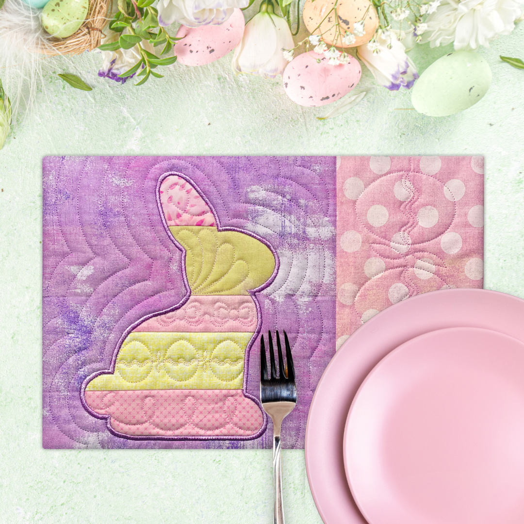 Easter Bunny Mug Rugs & Placemats In the Hoop Machine Embroidery Design Set Pickle Pie Designs