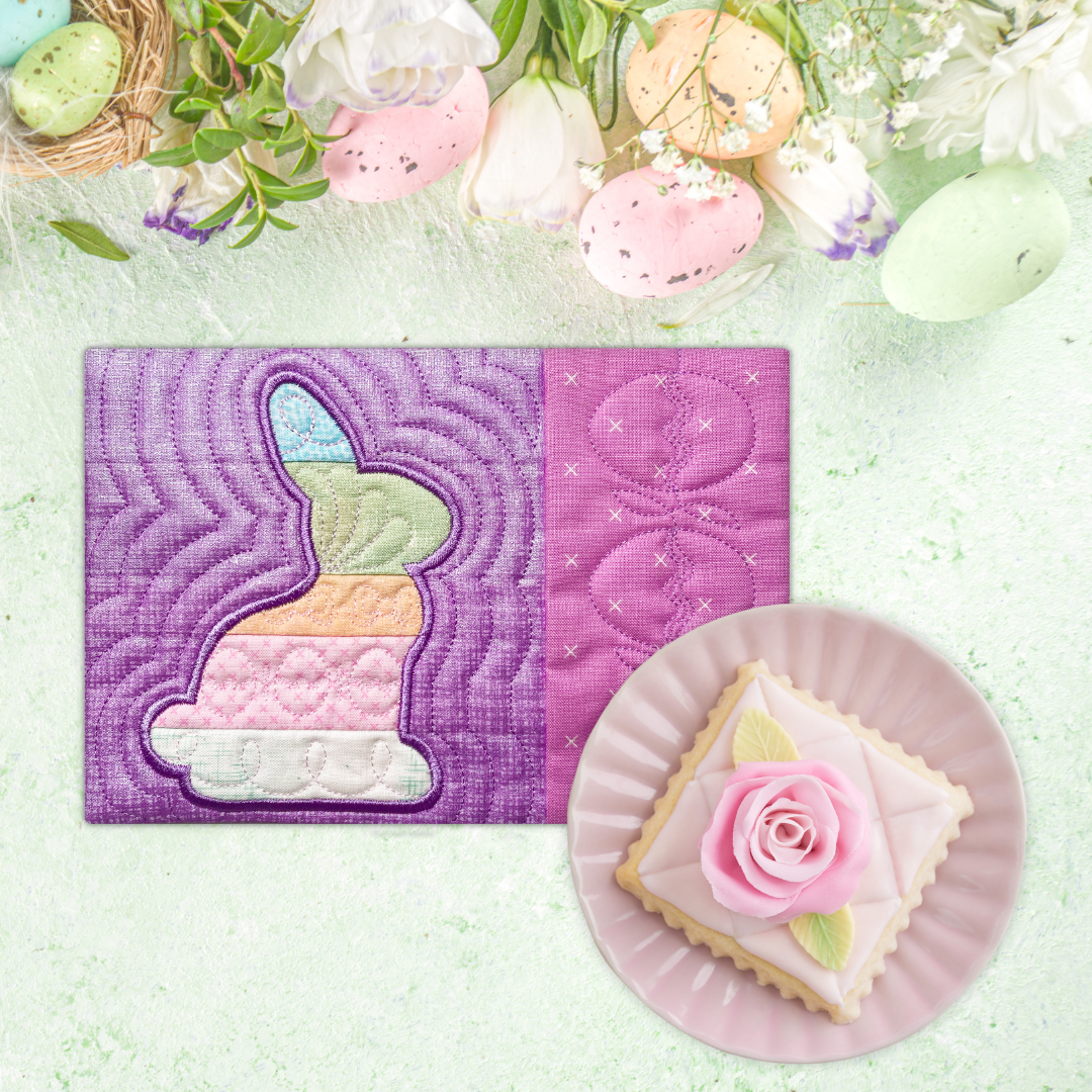 Easter Bunny Mug Rugs & Placemats In the Hoop Machine Embroidery Design Set Pickle Pie Designs