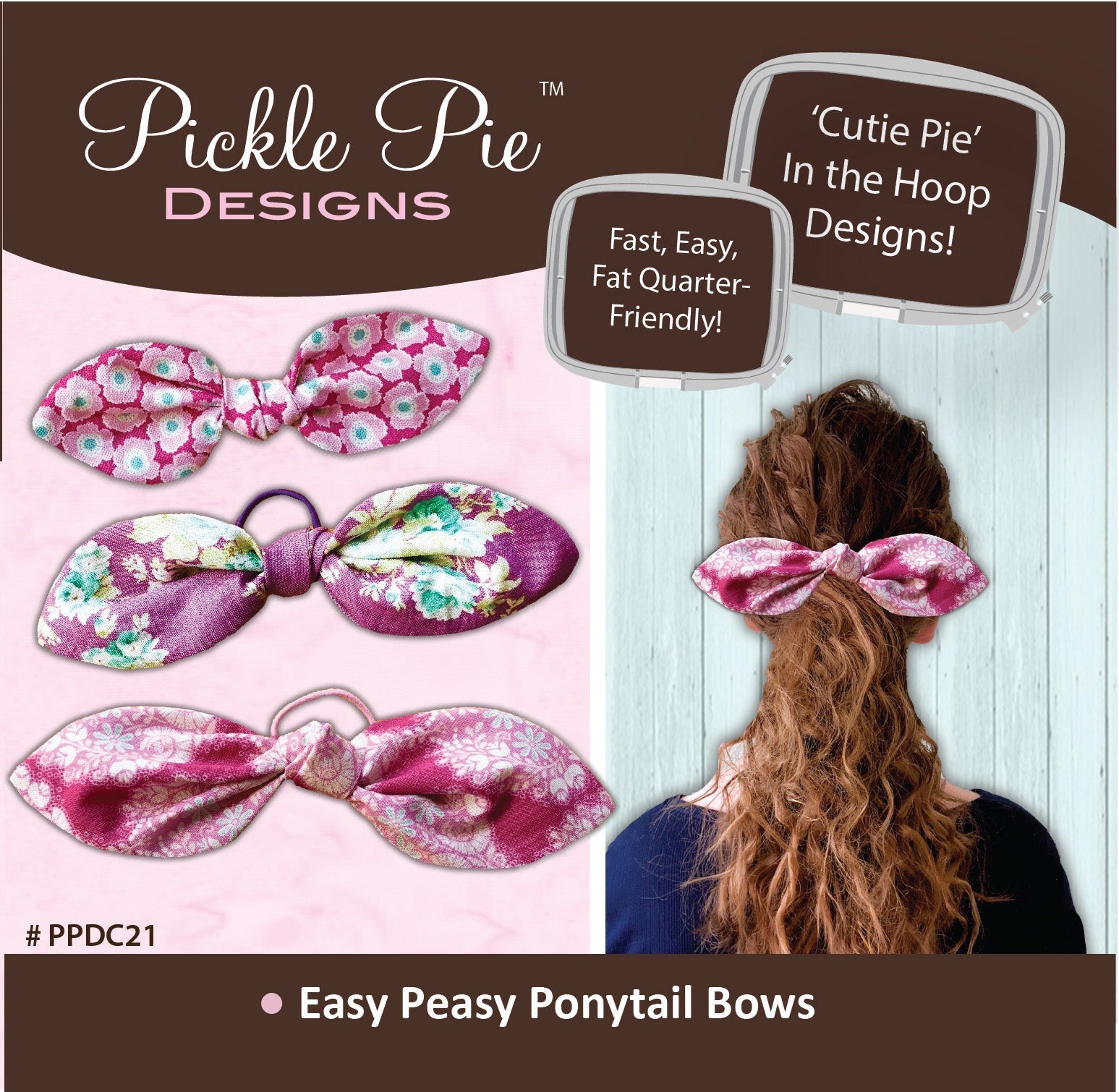 Easy Peasy Ponytail Bows In the Hoop Embroidery Design Collection