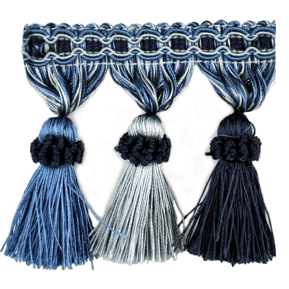 Elegance Collection - 3" Tassel Fringe (25 Yard Roll) - BF-1478-05/03 Navy and Light Blue