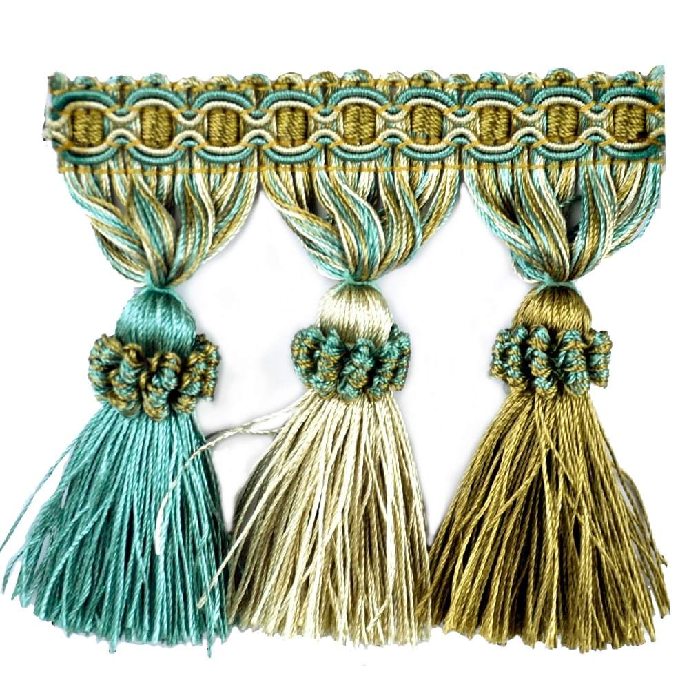 Elegance Collection - 3" Tassel Fringe (25 Yard Roll) - BF-1478-33/16 Turquoise and Sable
