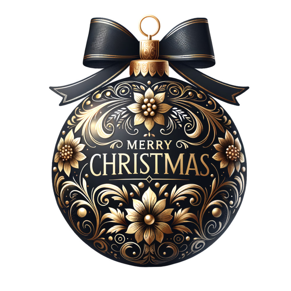 Elegant Christmas Ball Ornaments Fabric Panel 25