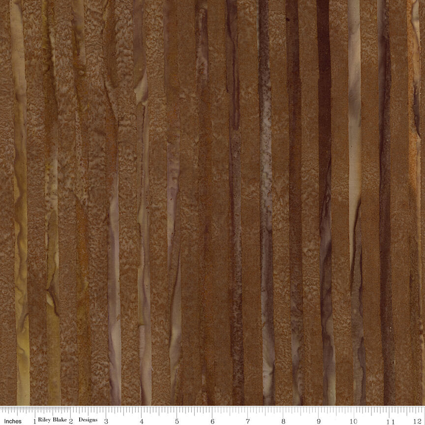 Elementals Batiks - Get in Line - Mocha Chestnut 44"/45" Fabric Per Yard