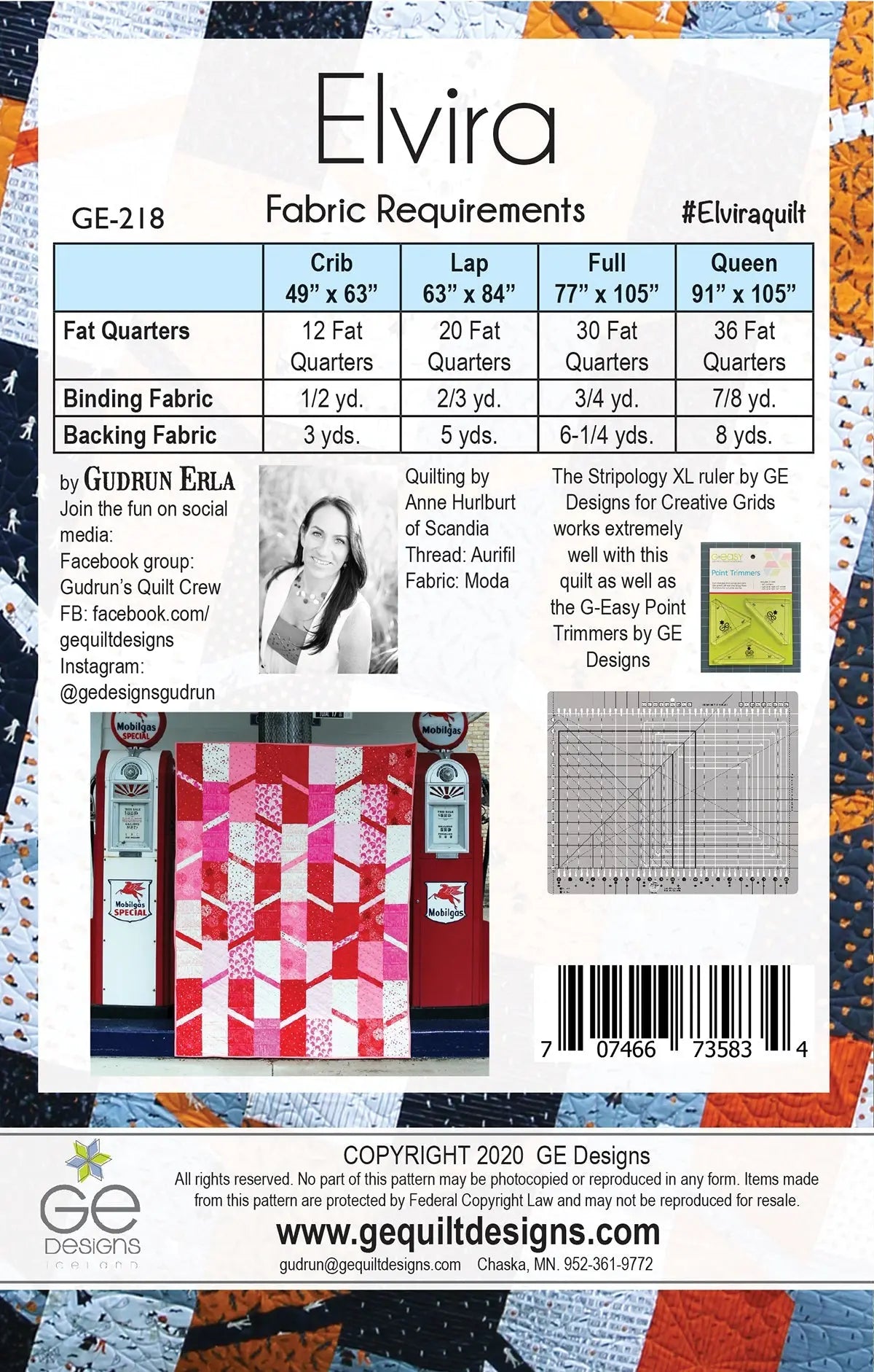 Elvira - Fat Quarter Pattern 218 GE Designs