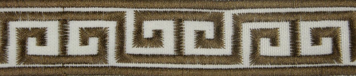 Embossed Decorative Trim Tape - 1 1/4" Width (25 Yard Roll) - BR-7334-16 Sable/Beige