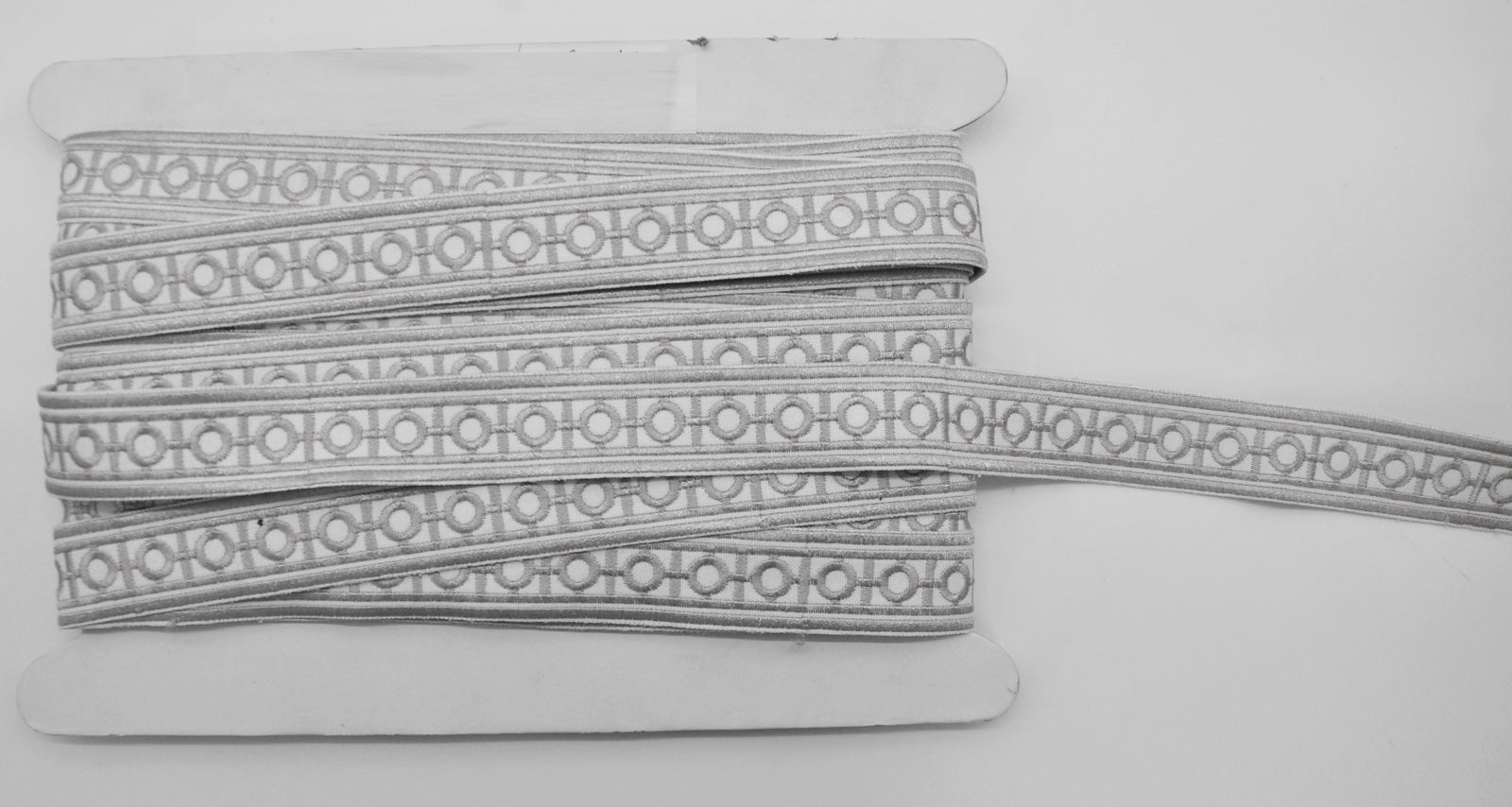 Embroidered Decorative Woven Trim Tape - 1 1/4" Width (23-30 Yard Roll) - BR-7338-11 Grey