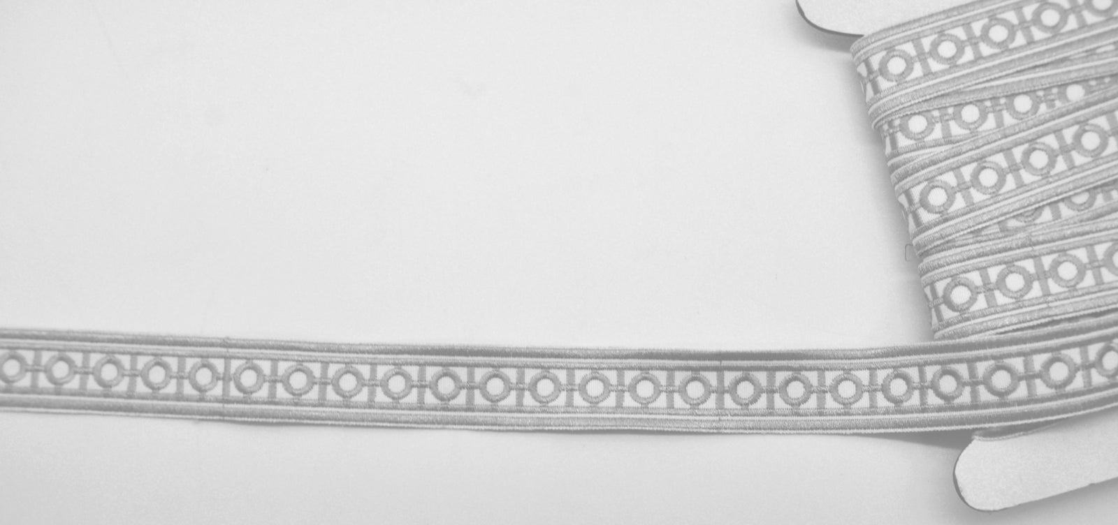 Embroidered Decorative Woven Trim Tape - 1 1/4" Width (23-30 Yard Roll) - BR-7338-11 Grey