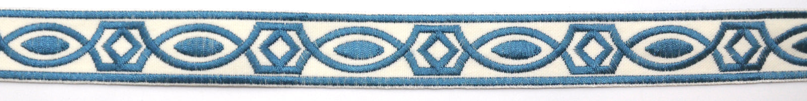 Embroidered Decorative Woven Trim Tape - 1 1/4" Width (25 Yard Roll) - BR-7339-05 Light Blue