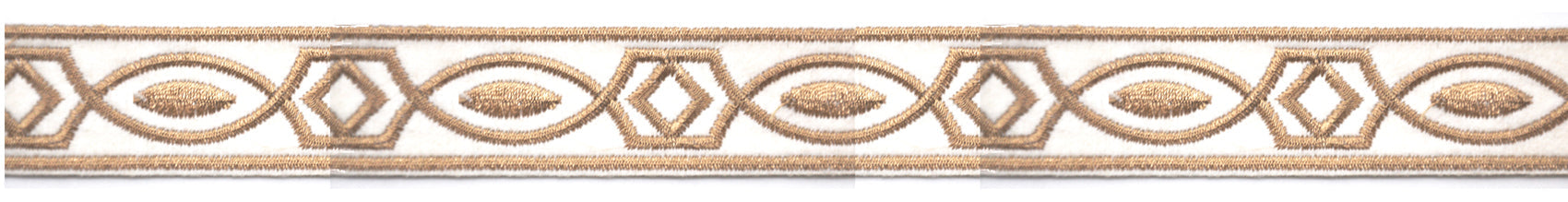 Embroidered Decorative Woven Trim Tape - 1 1/4" Width (25 Yard Roll) - BR-7339-16 Tan