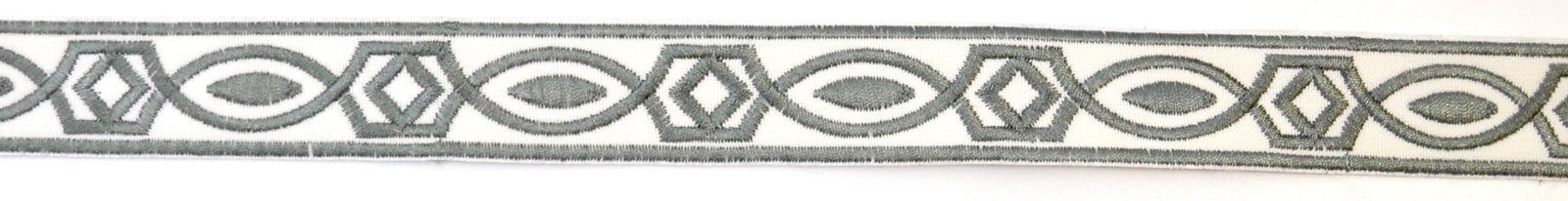Embroidered Decorative Woven Trim Tape - 1 1/4" Width (25 Yard Roll) - BR-7339-49 Charcoal