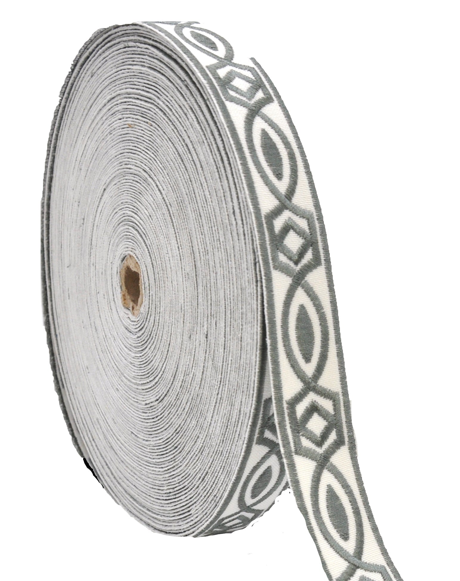 Embroidered Decorative Woven Trim Tape - 1 1/4" Width (25 Yard Roll) - BR-7339-49 Charcoal