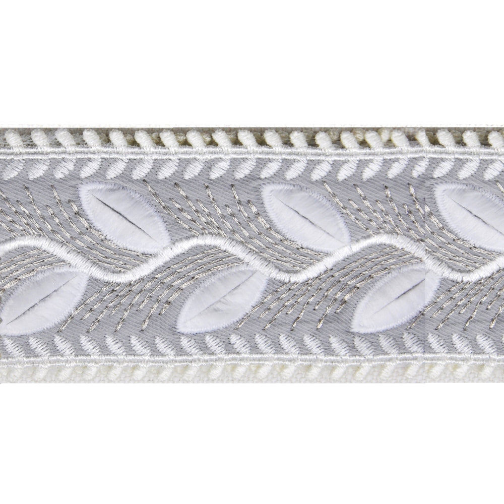 Embroidered Decorative Woven Trim Tape - 2 1/4" Width (25 Yard Roll) - BR-7564-11 Grey