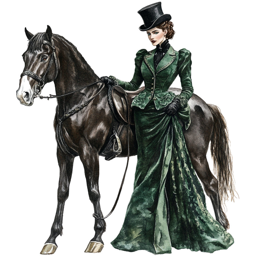 Emerald Victorian Lady Fabric Panel 13