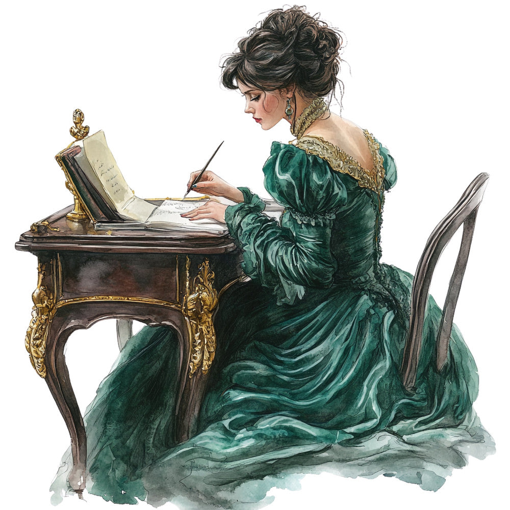 Emerald Victorian Lady Fabric Panel 3