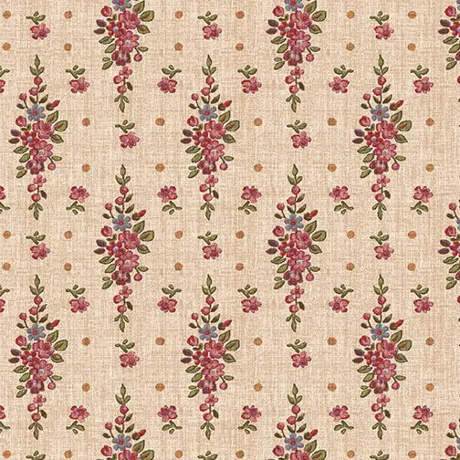 English Autumn - Floral Stripe - Light Peach 44" / 45" Fabric Per Yard The Fabric Company