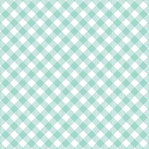 Enjoy the Ride - Gingham Plaid - Aqua 44" / 45" Fabric Per Yard The Fabric Company