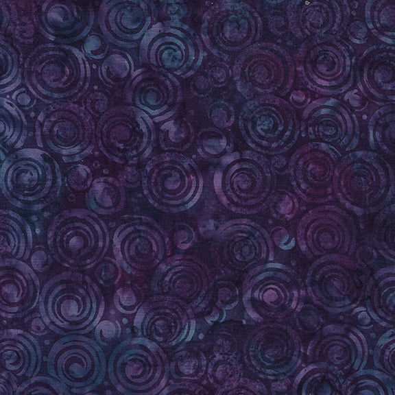 Essence Circle in Circle-Purple Eggplant Batik 44"/45" Fabric Per Yard