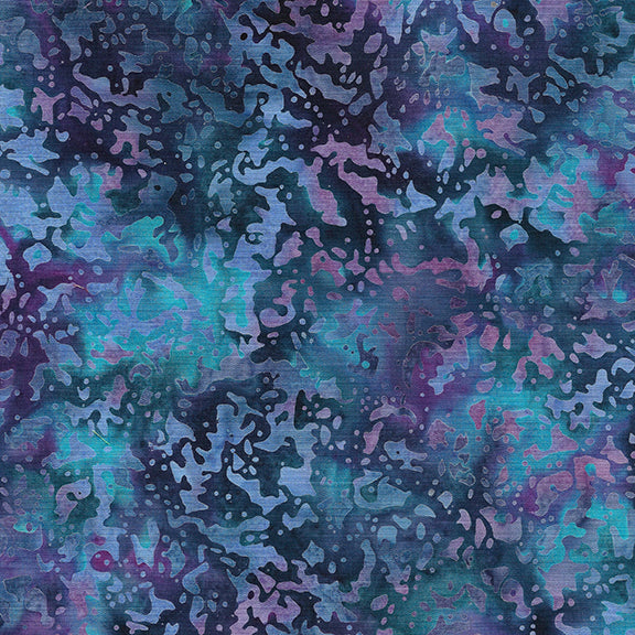 Essence Grunge Texture-Multi Turquoise Purple Batik 44"/45" Fabric Per Yard