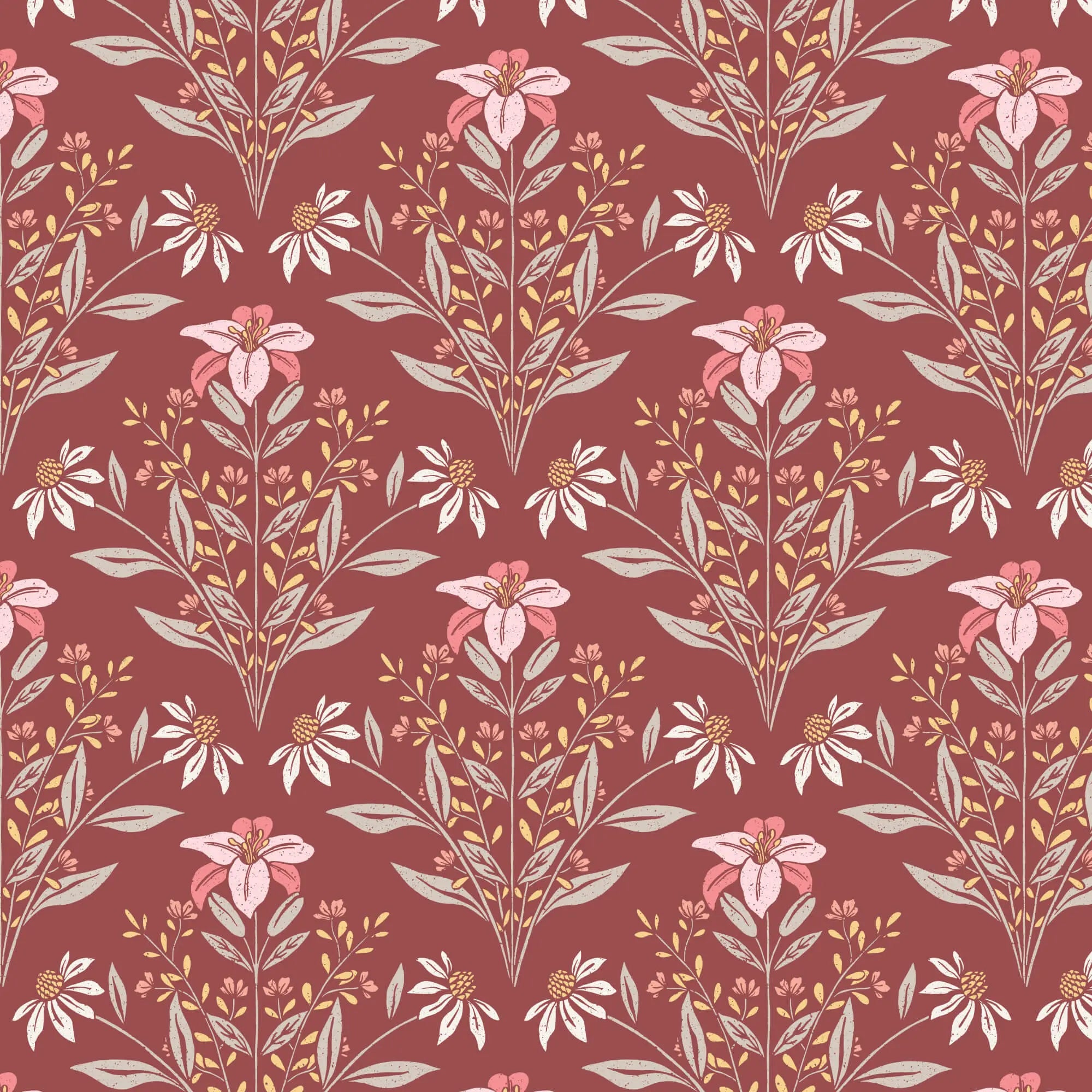 Eventide - Bouquet - Burgundy 44" / 45" Fabric Per Yard The Fabric Company