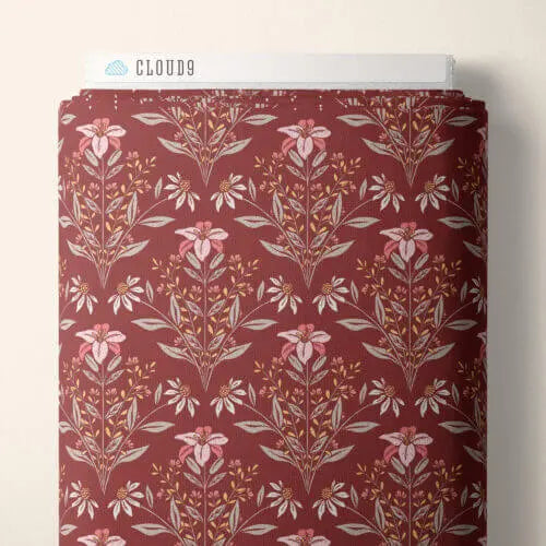 Eventide - Bouquet - Burgundy 44" / 45" Fabric Per Yard The Fabric Company