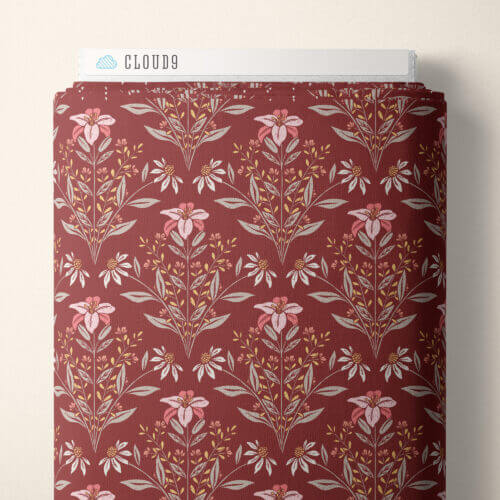 Eventide - Bouquet - Burgundy 44" / 45" Fabric Per Yard