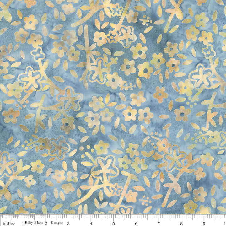 Expressions Batiks Floral Grid Flowers Pebble Pastiche hand-stamped batik quilting fabric by Riley Blake Designs, sold by the yard