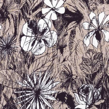 Expressions Batiks - Floral Reflections - Coffee Cream 44" / 45" Fabric Per Yard