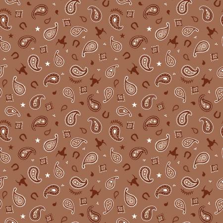 Riley Blake Lil Buckaroos Paisley flannel fabric in Brown