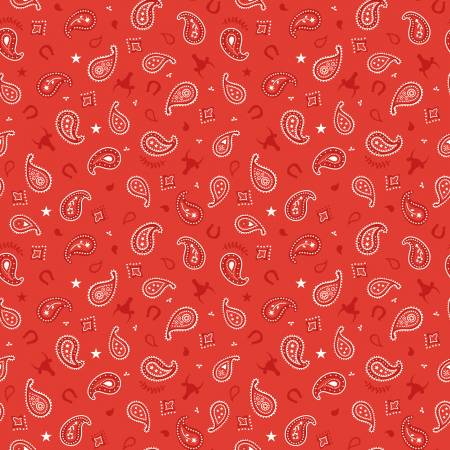 Riley Blake Lil Buckaroos Paisley flannel fabric in Red