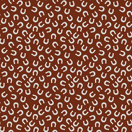 Riley Blake Lil Buckaroos Horseshoes flannel fabric in Brown