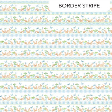 Peas in a Pod Border Stripe Blue Multi 43"/44" Flannel Fabric Per Yard
