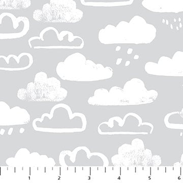 FIGO Lucky Day Clouds cotton flannel in Gray