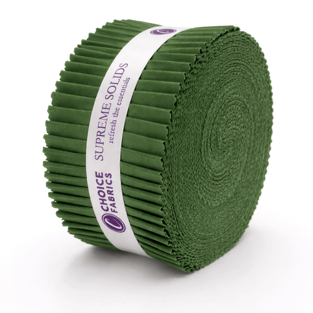 Choice Fabrics Supreme Solids 2.5 inch strip roll fern green 40 strips