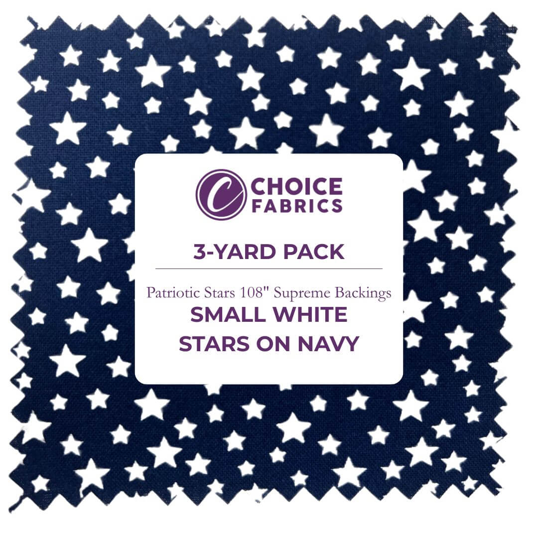 108" 3-Yard Package - Patriotic Stars 108" Supreme Backings - White Stars on Navy