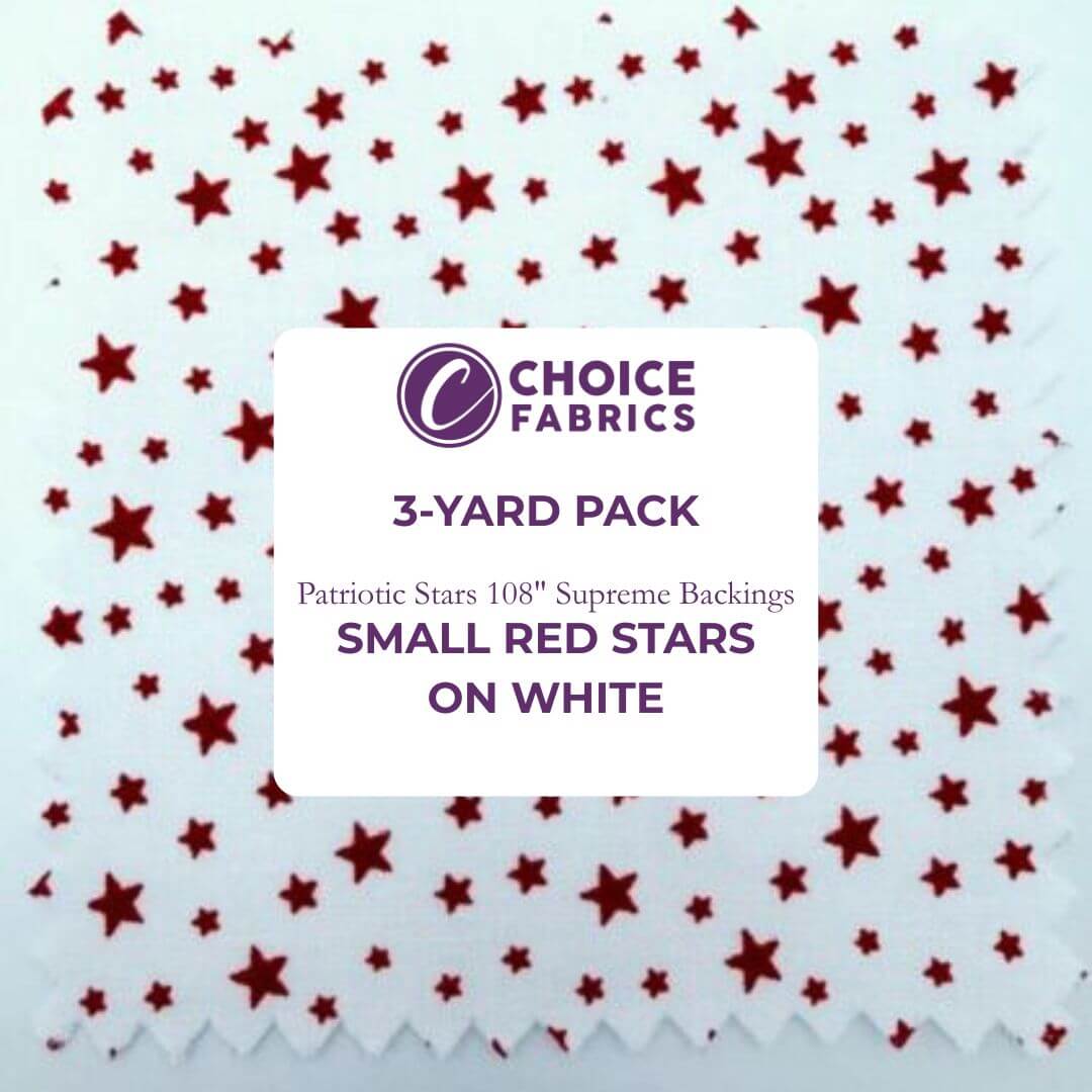 108" 3-Yard Package - Patriotic Stars 108" Supreme Backings - Red Stars on White