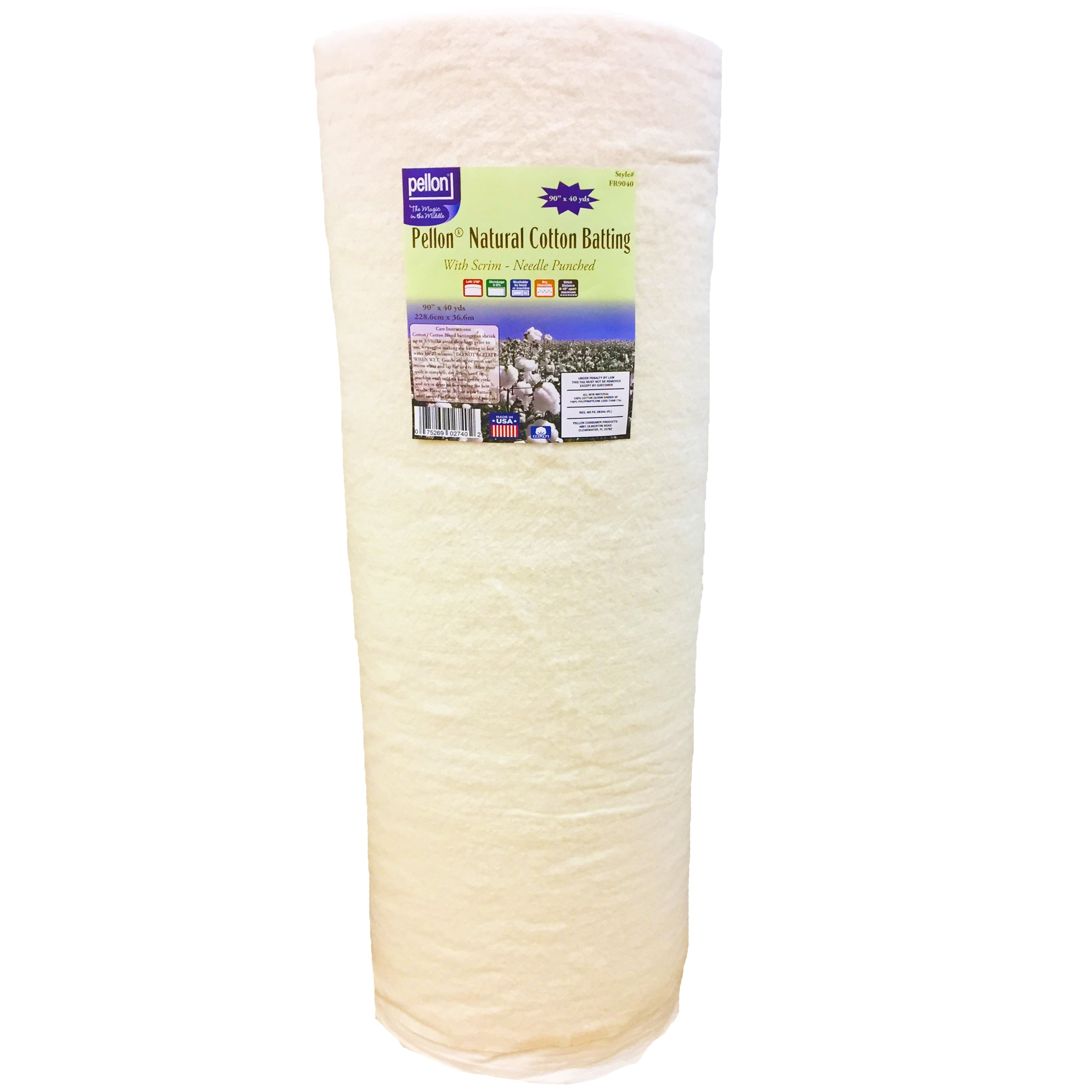 Pellon® Natural Cotton Batting With Scrim  90" x 40 yards Roll.