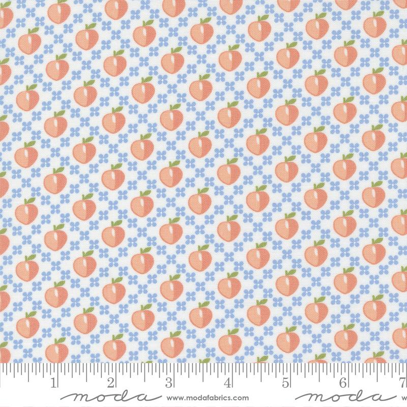 Peachy Keen Off White Novelty Peaches Cotton 44"/45" Fabric Per Yard