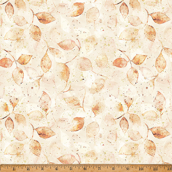 Harvest Bouquet Cream Scattered Leaves Cotton 43"/44" Fabric Per Yard