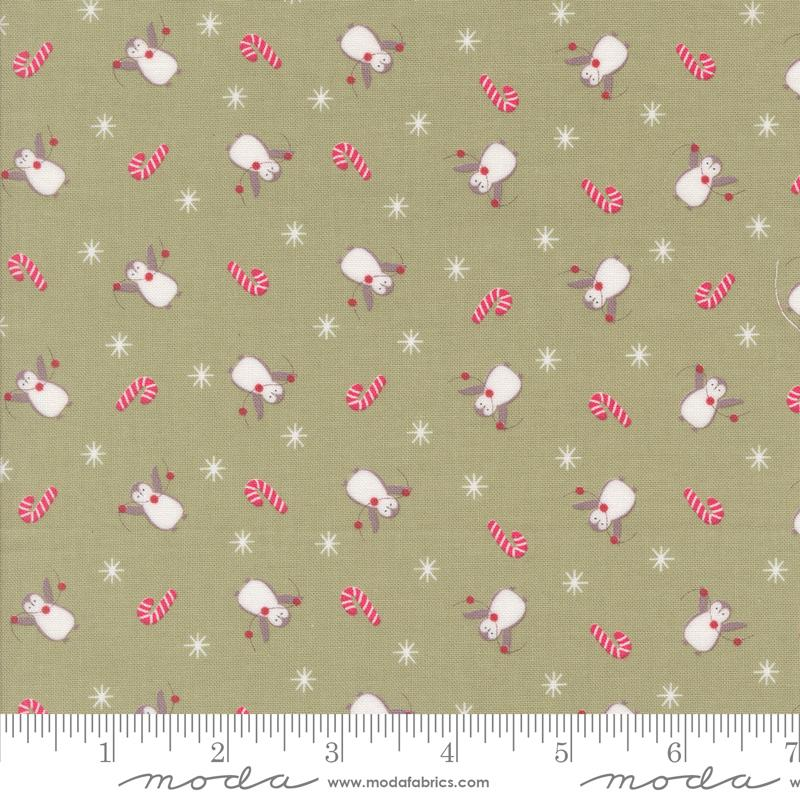 A Very Sweet Christmas Penguins & Candy Canes Pine Cotton 44"/45" Fabric Per Yard
