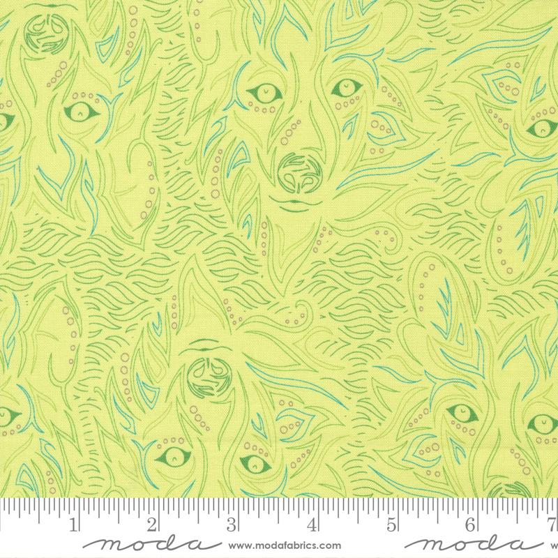 Land Of Enchantment Lobo Novelty Wolf Reviving Green Cotton 44"/45" Fabric Per Yard
