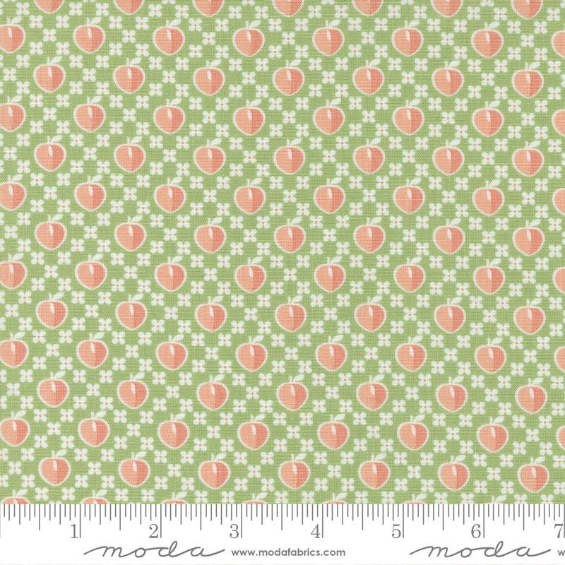 Peachy Keen Fern Novelty Peaches Cotton 44"/45" Fabric Per Yard