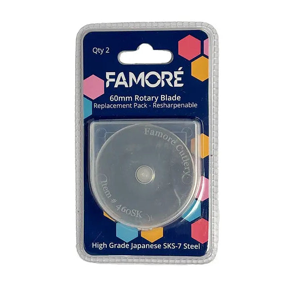 Famore 60mm rotary cutter replacement blades pack of 2 Japanese steel