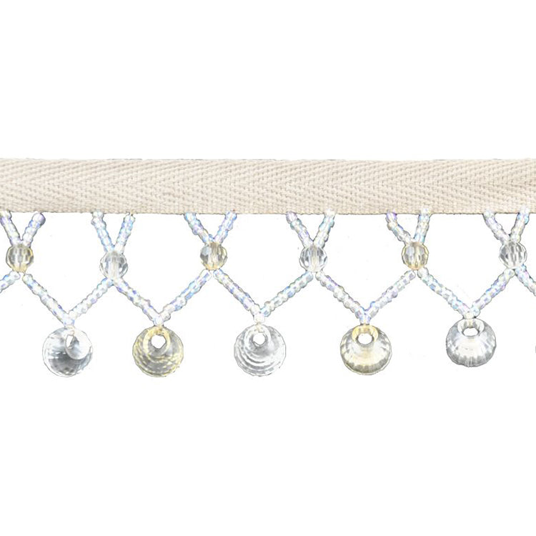 Fantasia Collection - 1 3/4" width BEADED FRINGE (10 Yard Roll) - BB-921-24 Ivory