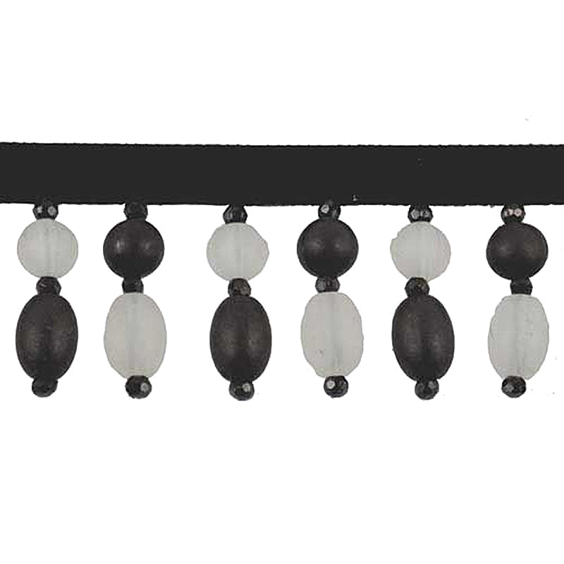 Fantasia Collection - 2" width BEADED FRINGE (15 Yard Roll) - BB-9903-02/01 Black and Clear