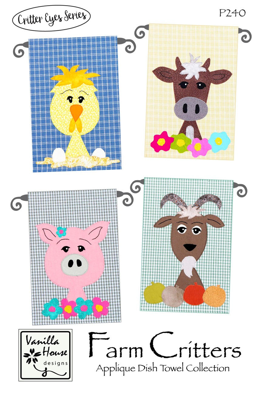 Farm Critters Applique Dish Towel