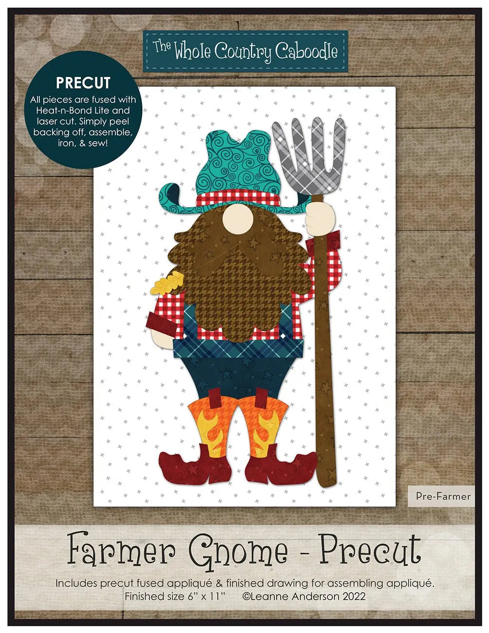 Farmer Gnome Precut Fused Applique Pack Checker Distributor